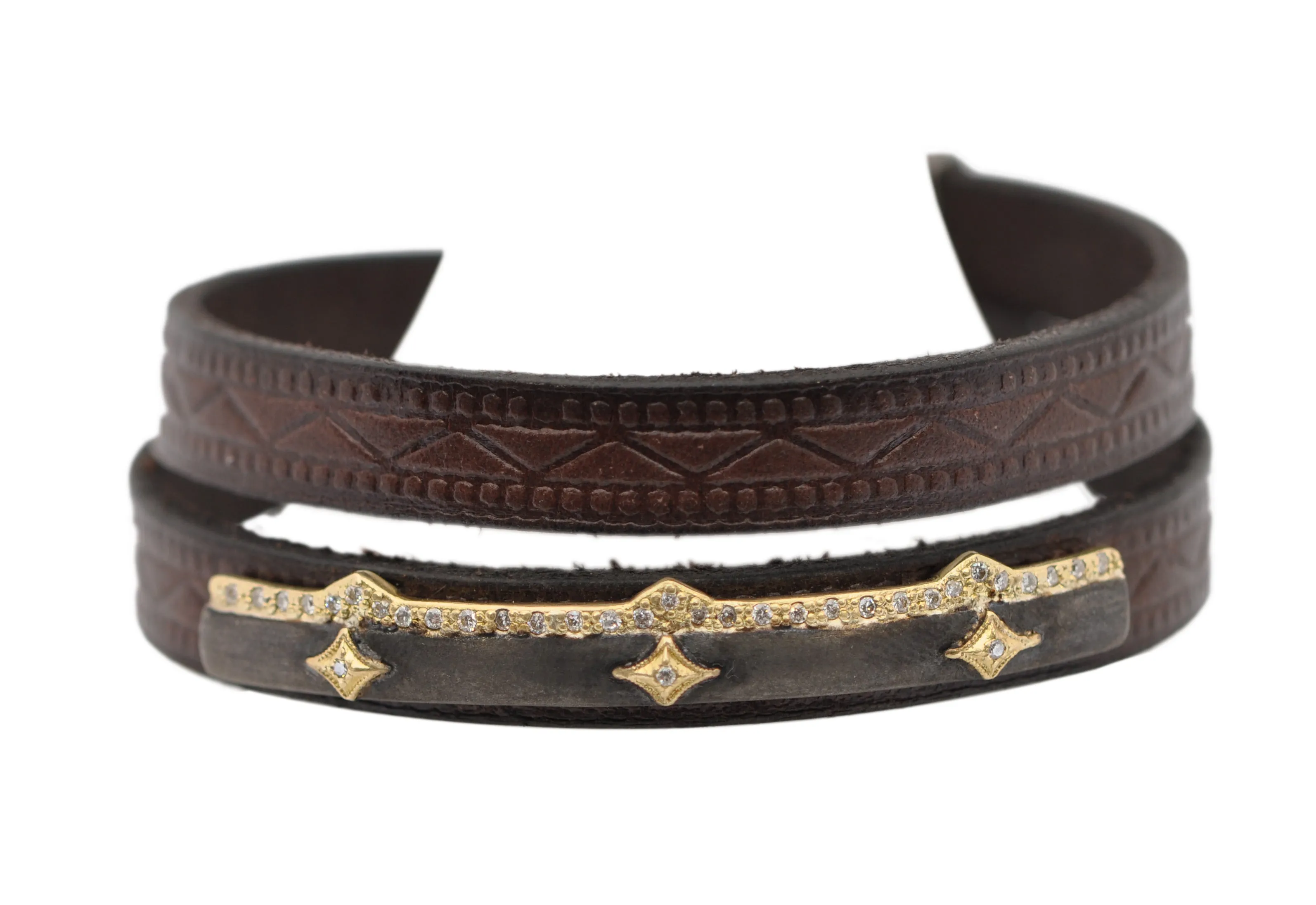 DOUBLE WRAP BROWN LEATHER BRACELET