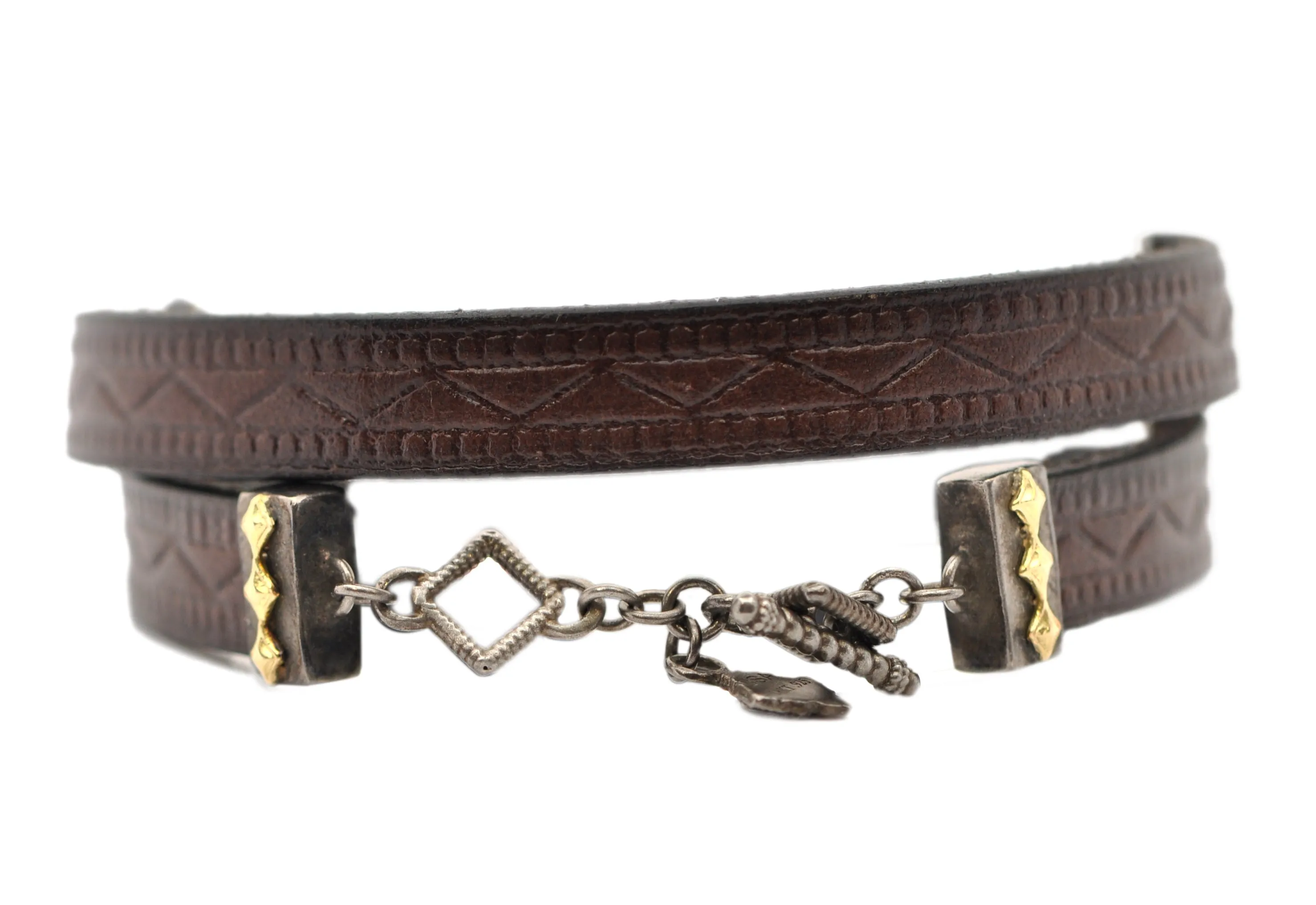 DOUBLE WRAP BROWN LEATHER BRACELET