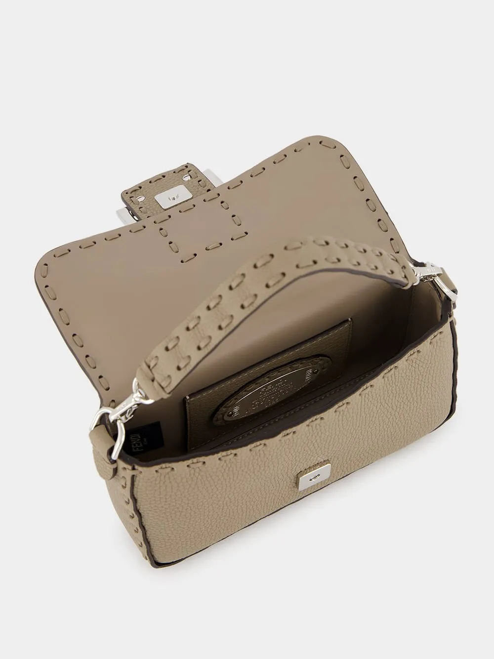 Dove Grey Selleria Hand-Stitched Mini Baguette