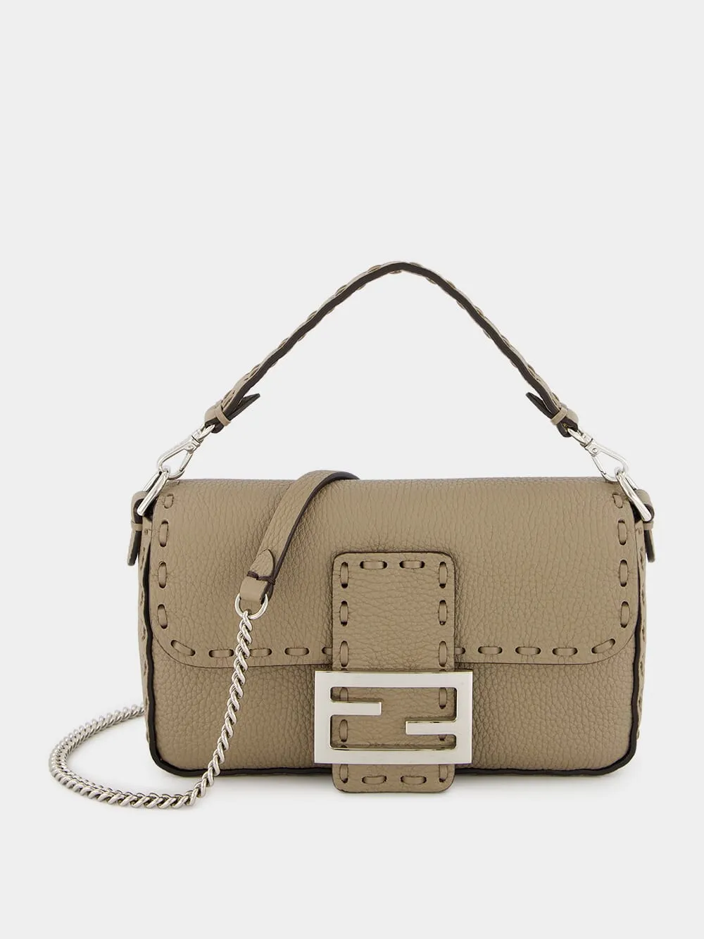 Dove Grey Selleria Hand-Stitched Mini Baguette