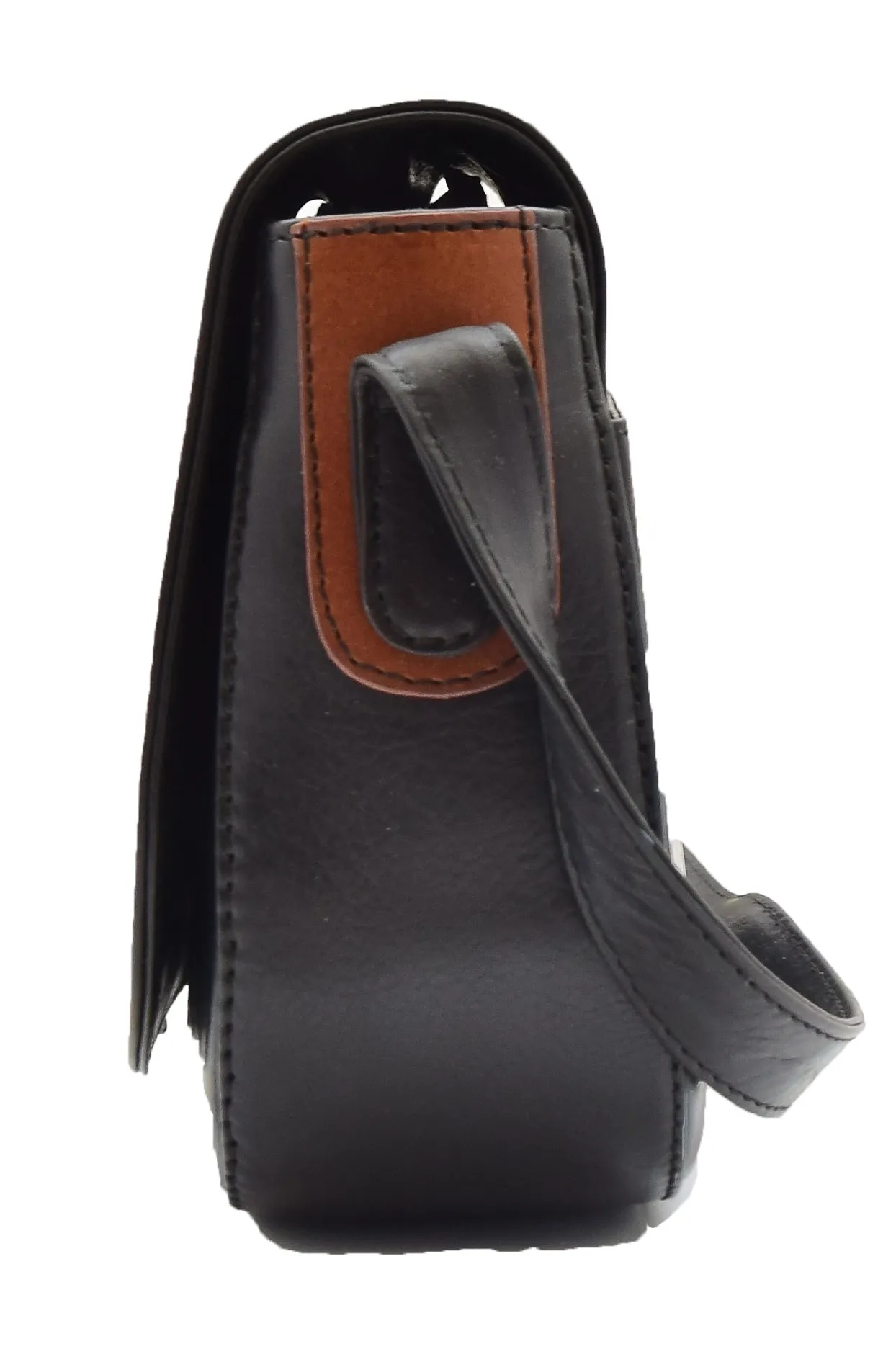 DR355 Women's Real Leather Cross Body Shoulder Bag Black