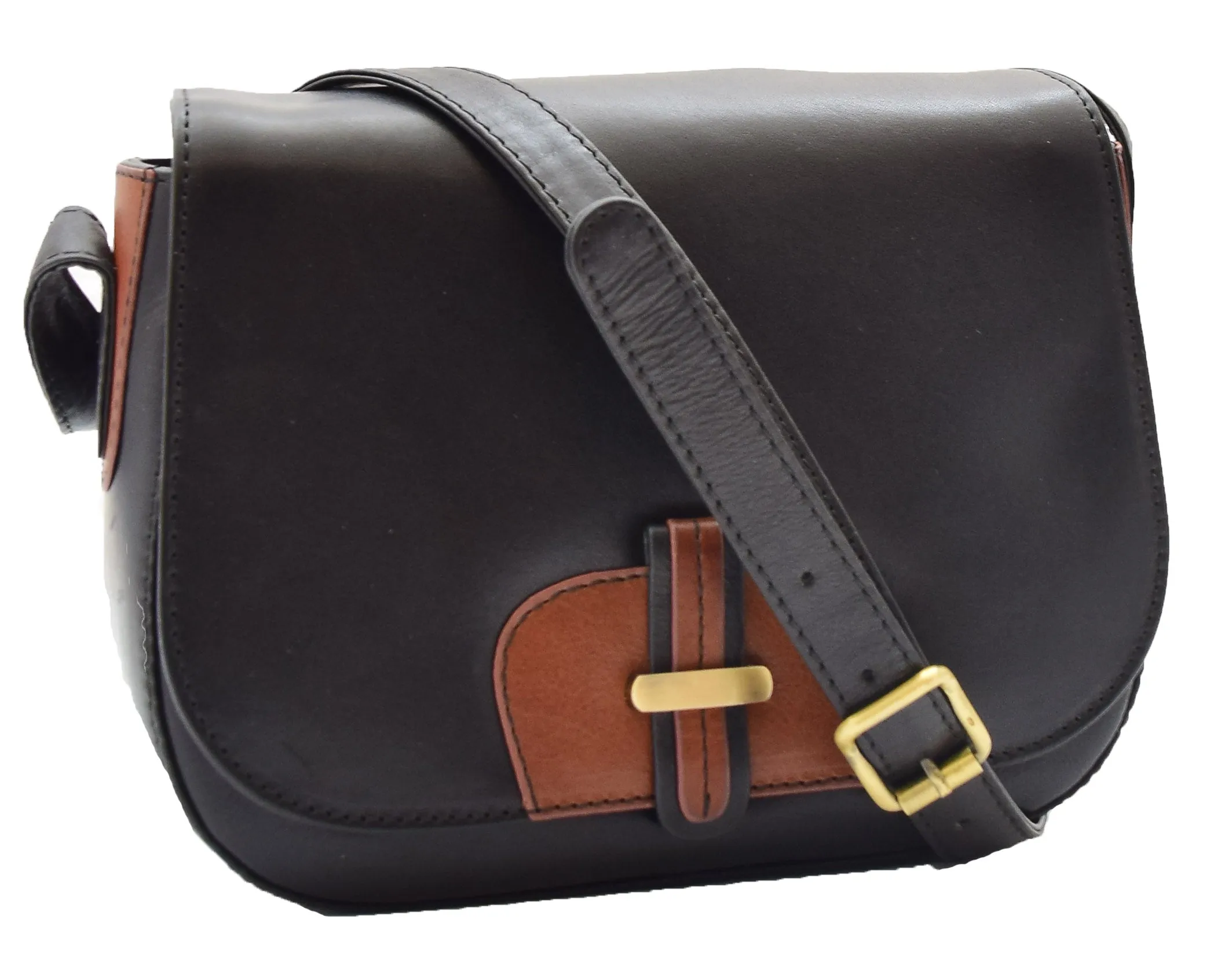 DR355 Women's Real Leather Cross Body Shoulder Bag Black