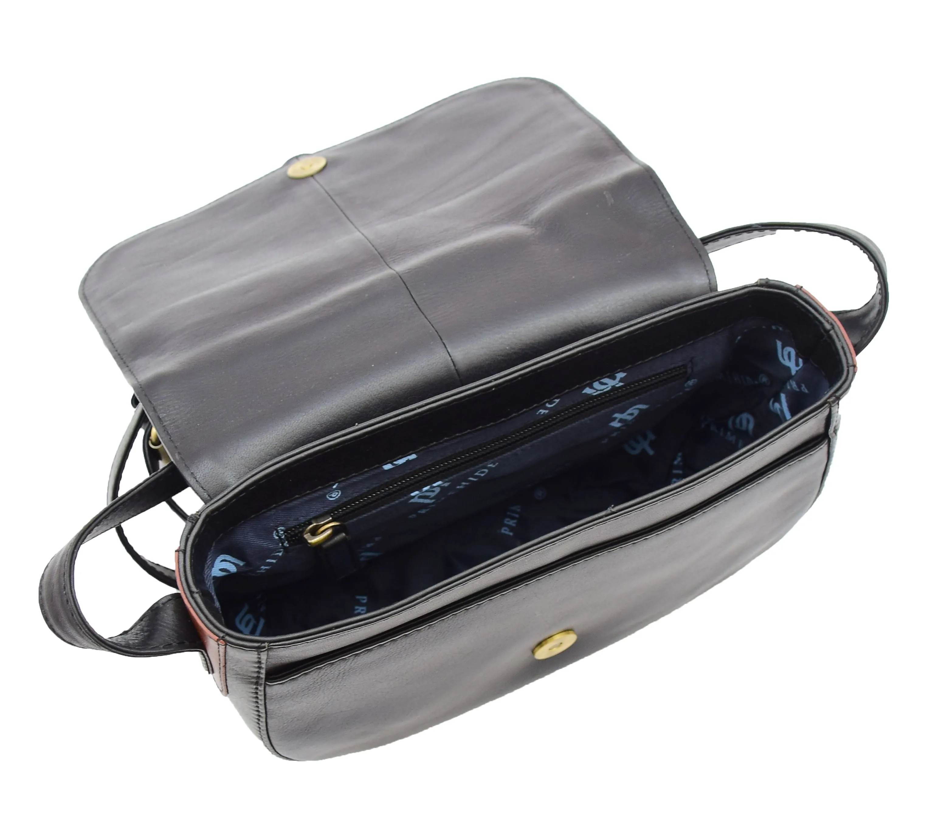 DR355 Women's Real Leather Cross Body Shoulder Bag Black