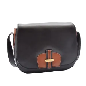 DR355 Women's Real Leather Cross Body Shoulder Bag Black