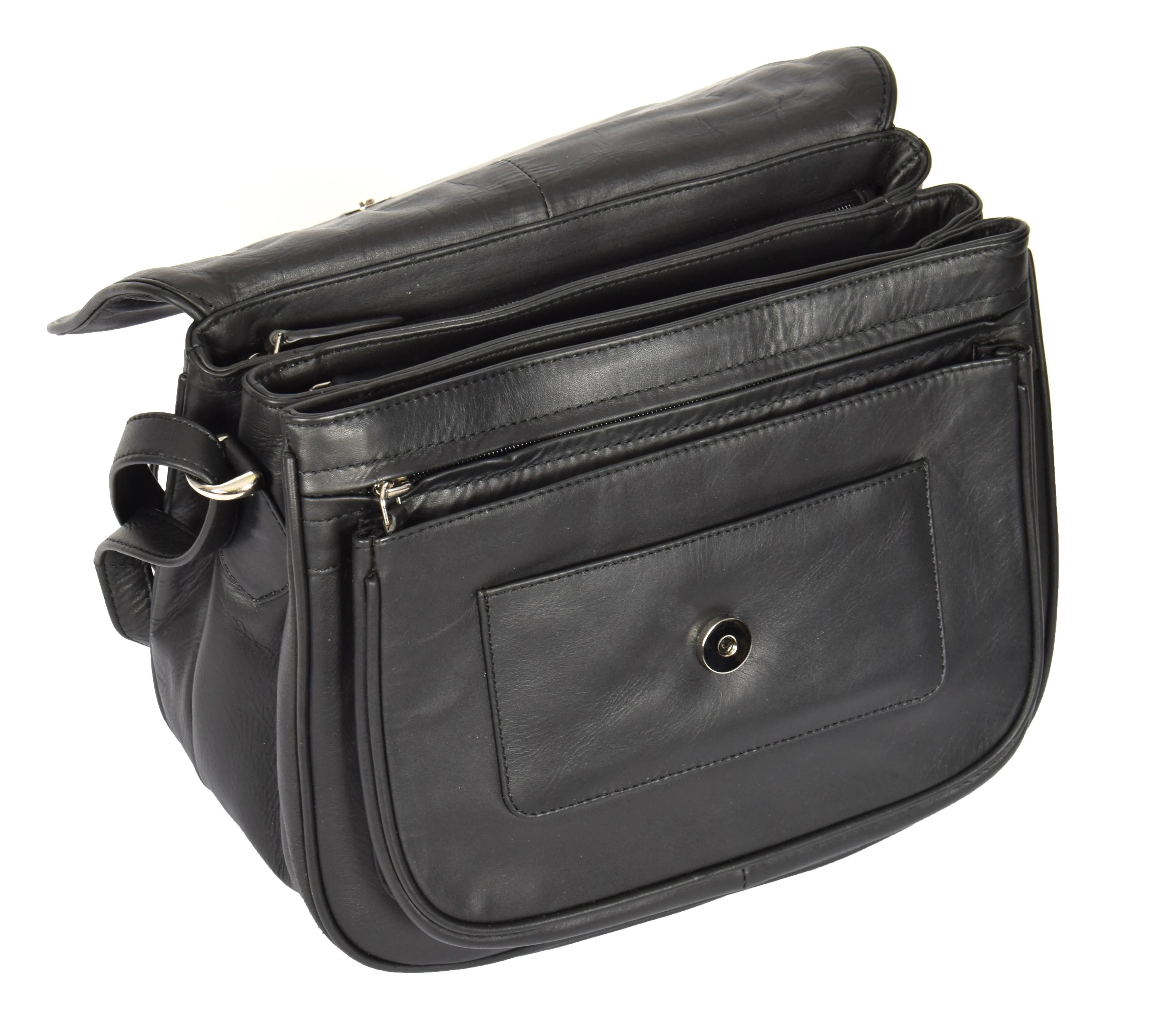 DR364 Women's Classic Cross Body Leather Bag Black