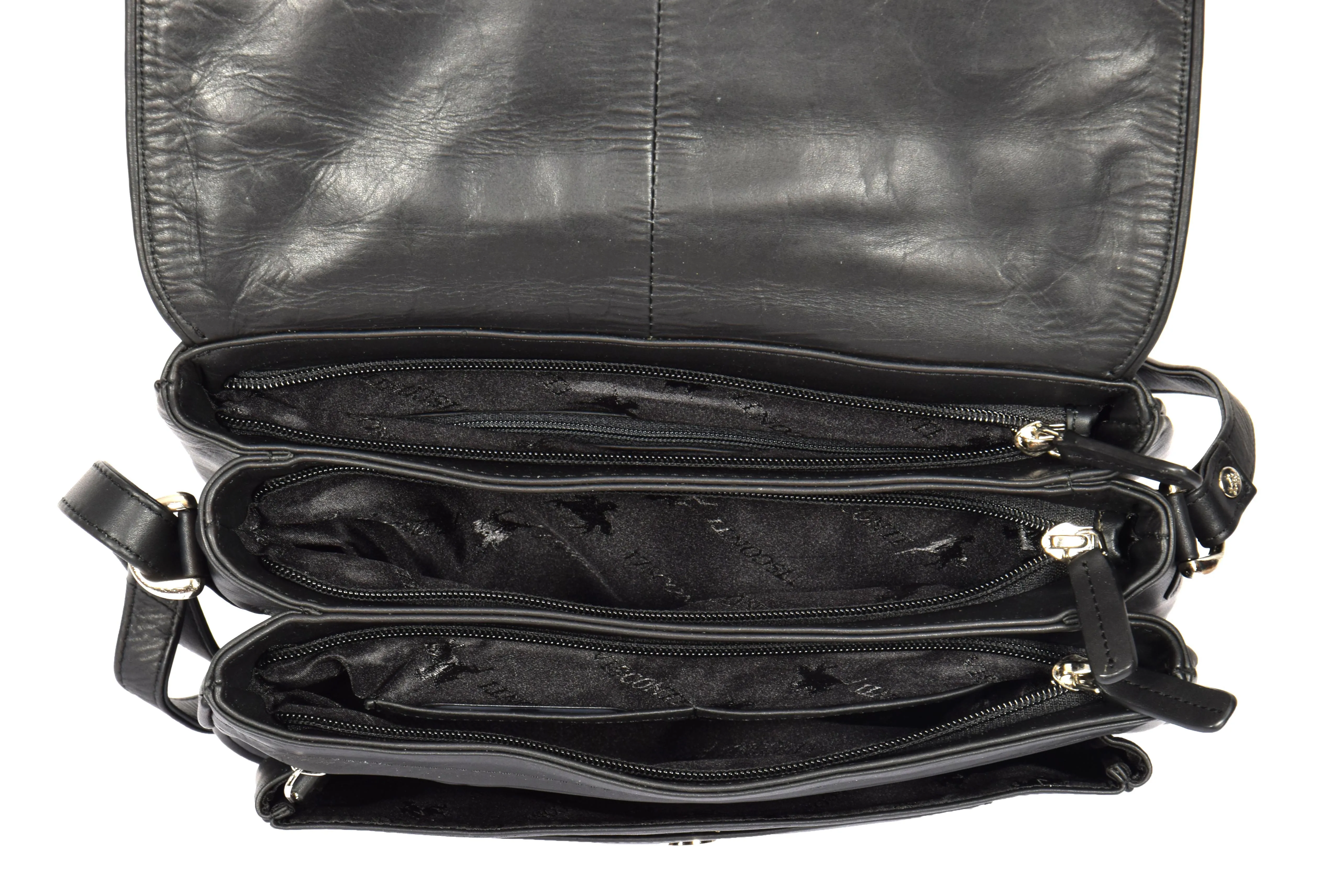 DR364 Women's Classic Cross Body Leather Bag Black
