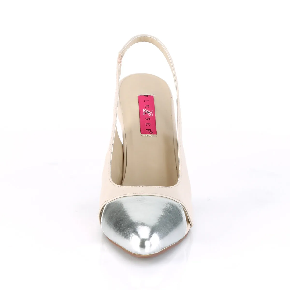 DREAM-405  Beige Faux Leather-Silver Metallic Pu