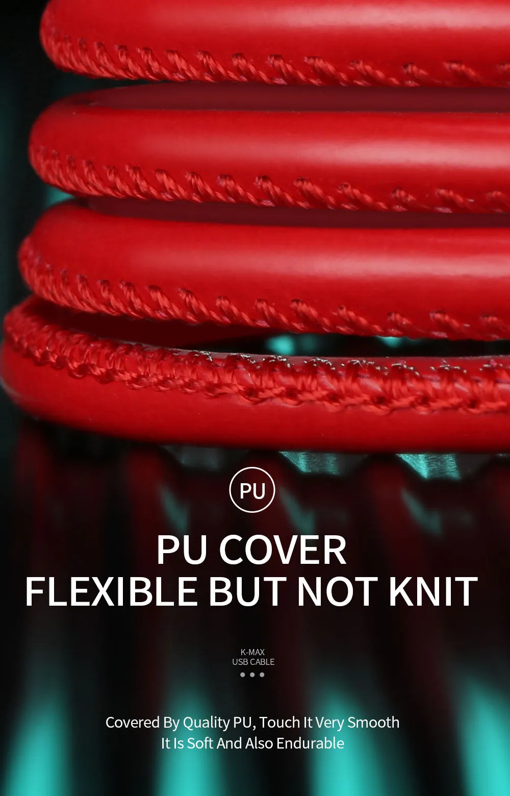 DUX DUCIS K-MAX MICRO PU Data Line Sync Data Charging Charger Cable red