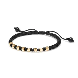 DY Fortune Woven Bracelet in Black with Black Onyx in 18K Gold