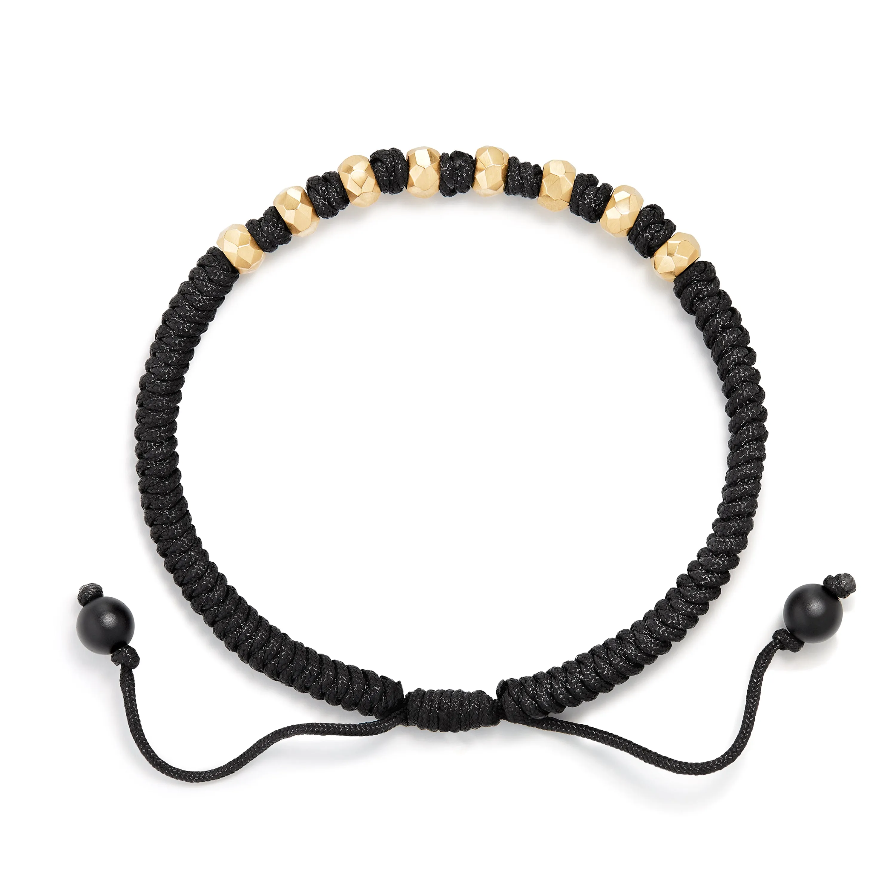 DY Fortune Woven Bracelet in Black with Black Onyx in 18K Gold