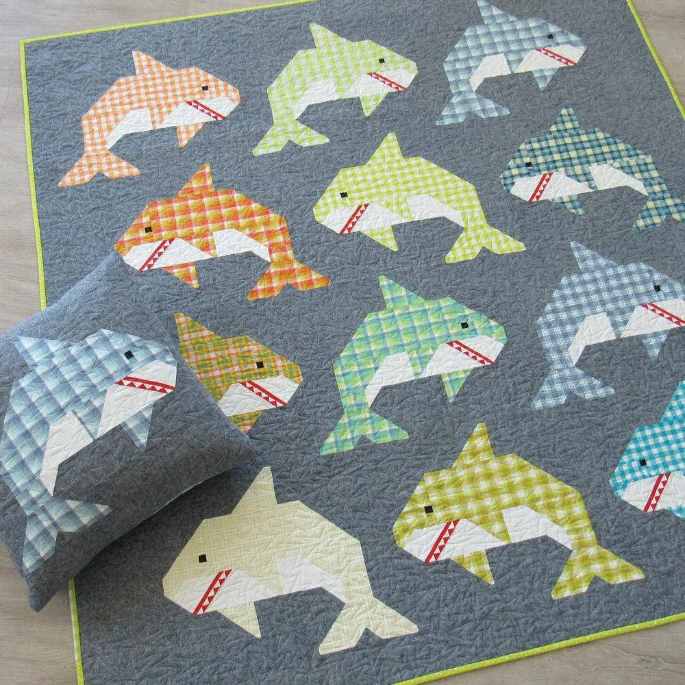 Elizabeth Hartman - Social Sharks - Small & Large Quilt & Pillow Pattern