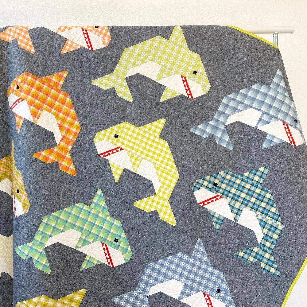 Elizabeth Hartman - Social Sharks - Small & Large Quilt & Pillow Pattern