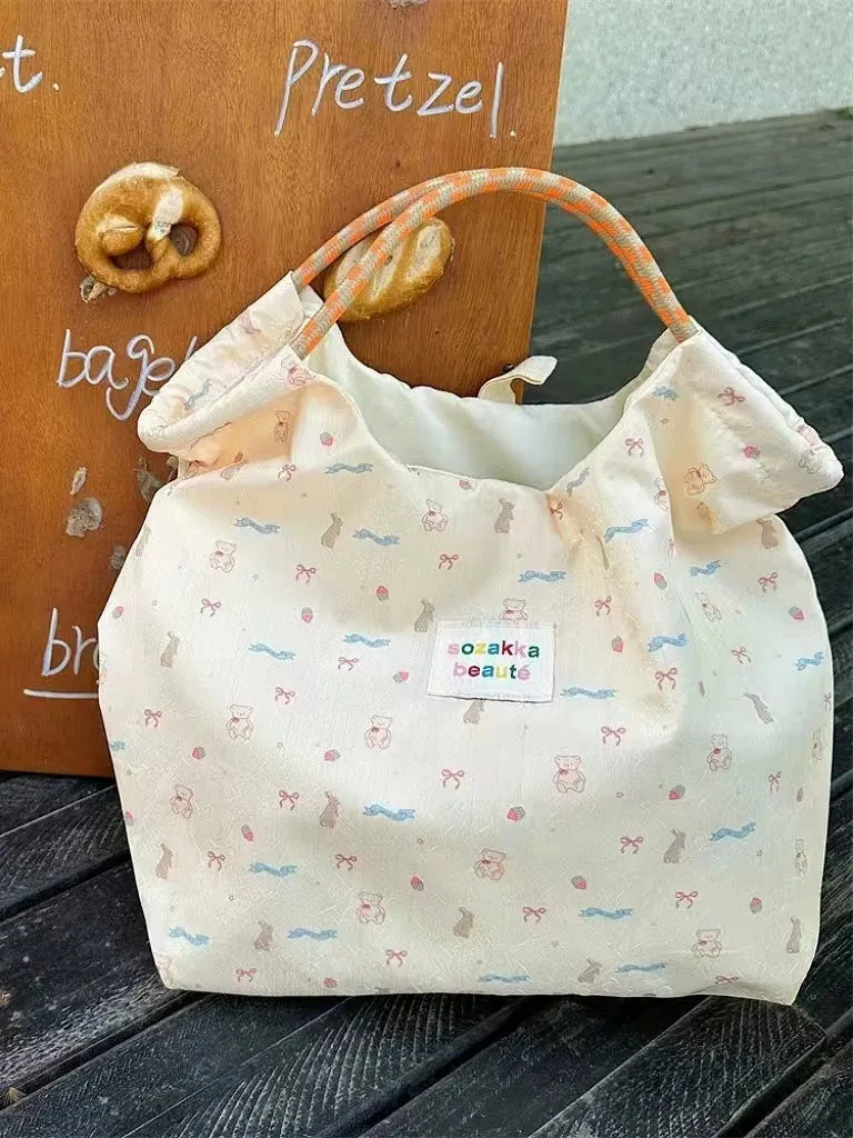 Embossed Canvas Bag Daily Handbag Shopping Cartoon