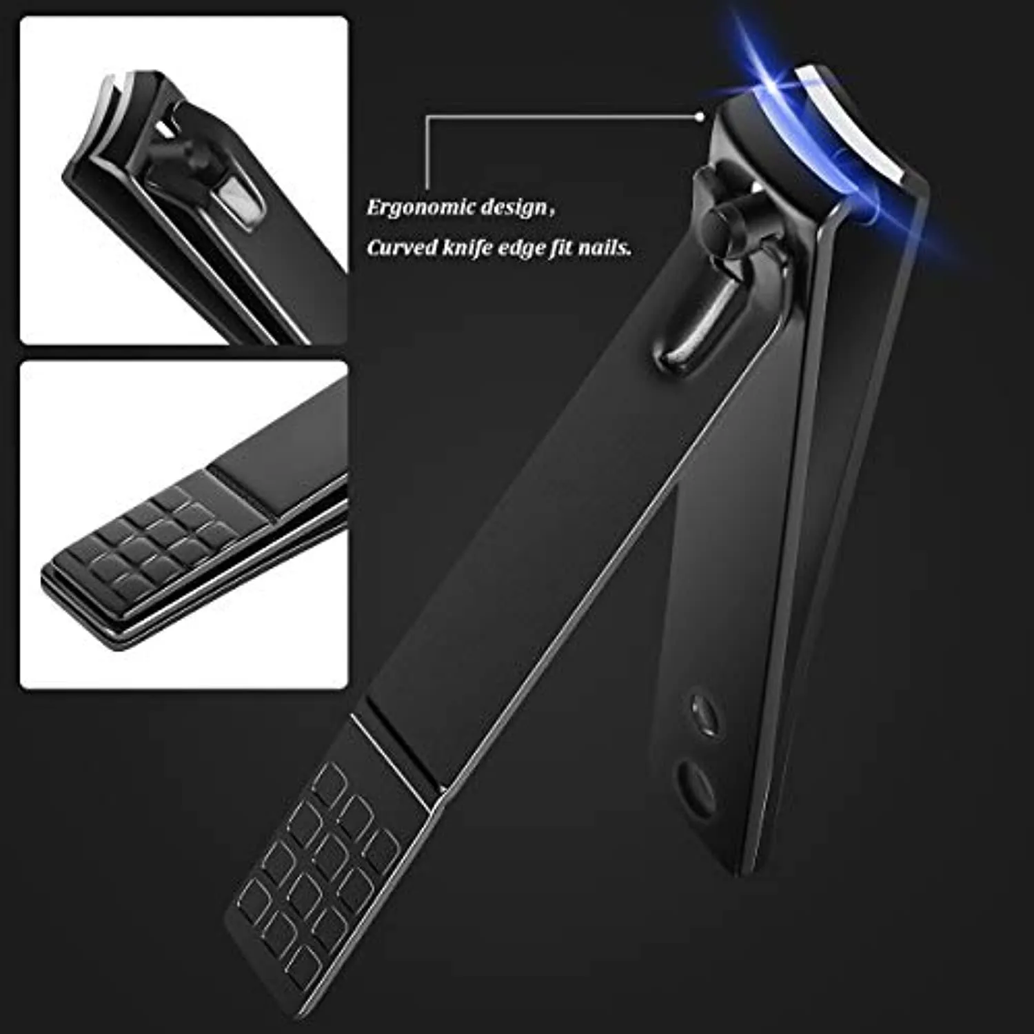 ESARORA Manicure Set, 18 in 1 Stainless Steel Professional Pedicure Kit Nail Scissors Grooming Kit with Black Leather Travel Case