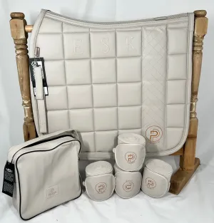 Eskadron Platinum Tan Taupe faux leather big square dressage set