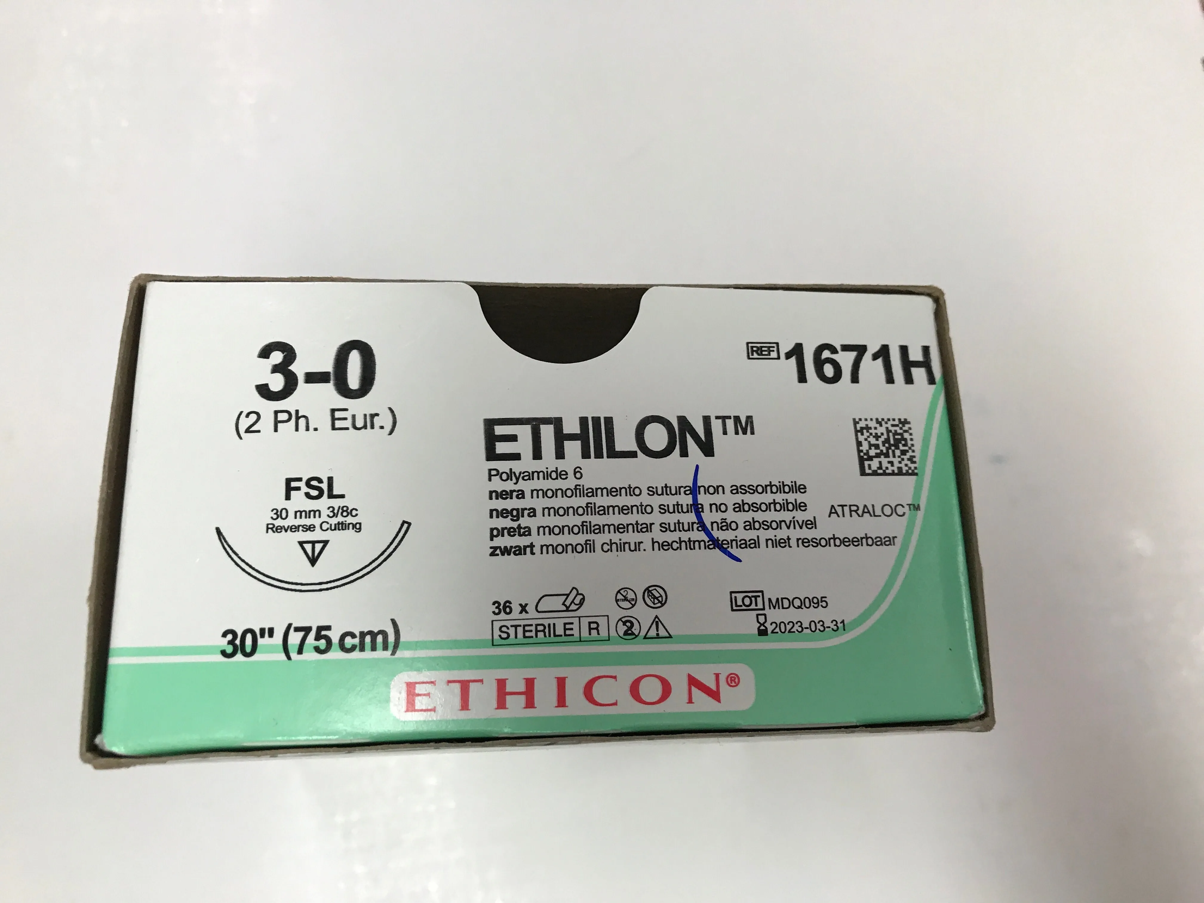 Ethicon Ethilon Black Monofilament Nylon Sutures