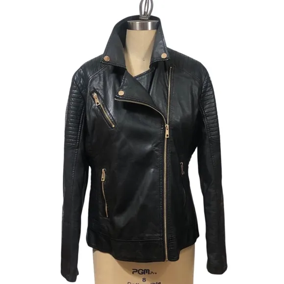EUC💫GIOLSHON Large Faux‎ Leather short Moto Jacket biker jacket everyday wear