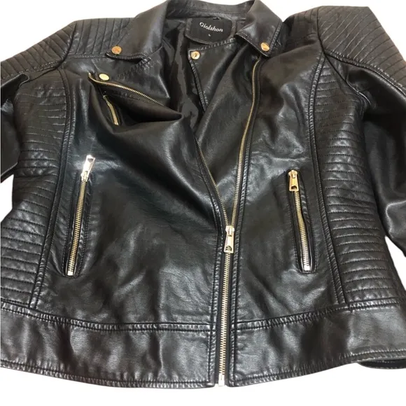 EUC💫GIOLSHON Large Faux‎ Leather short Moto Jacket biker jacket everyday wear