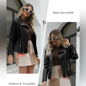 EUC💫GIOLSHON Large Faux‎ Leather short Moto Jacket biker jacket everyday wear