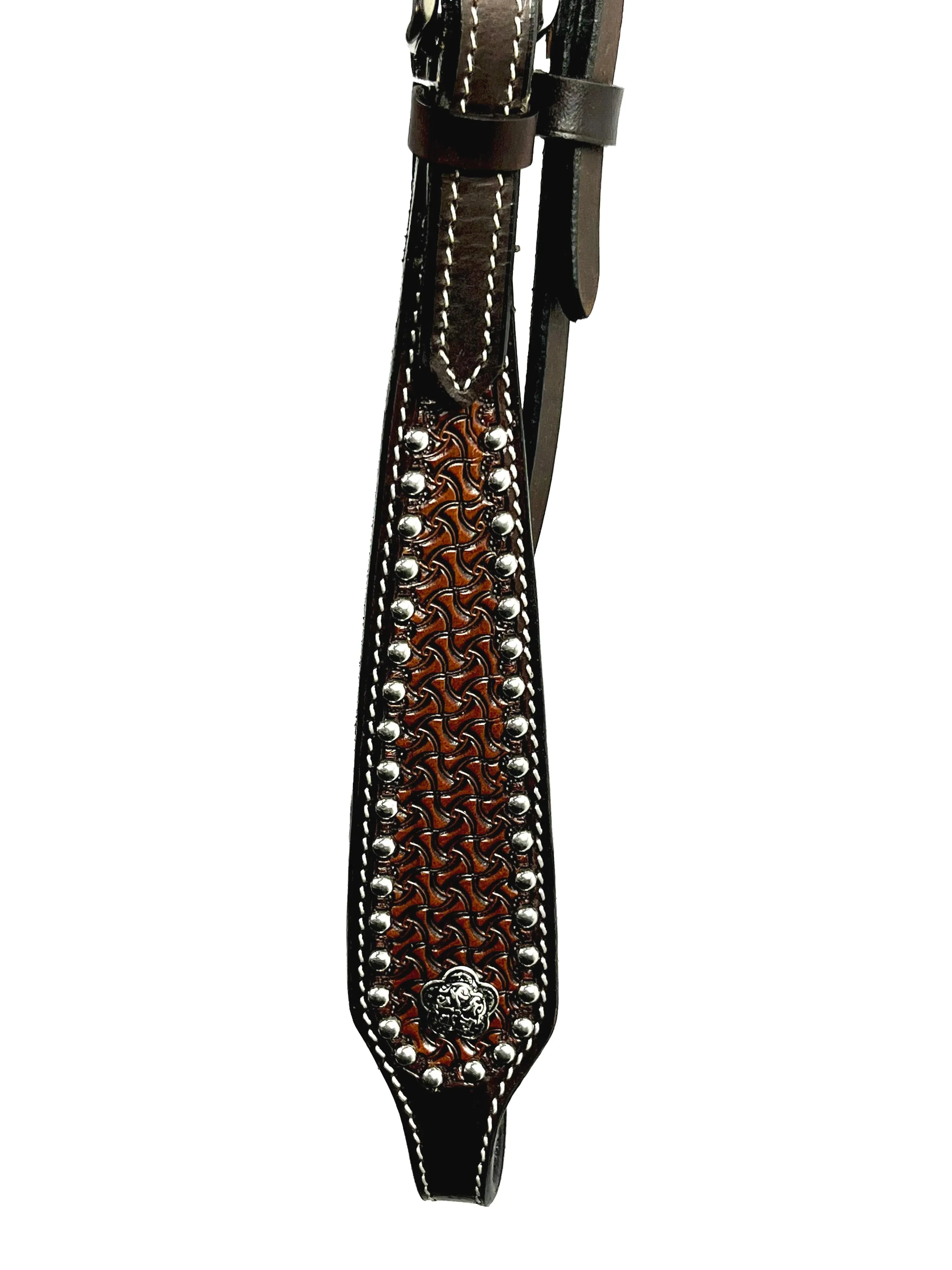 Ezy Ride Bridle Shaped Brow with Dots and Stamping Dark Brown
