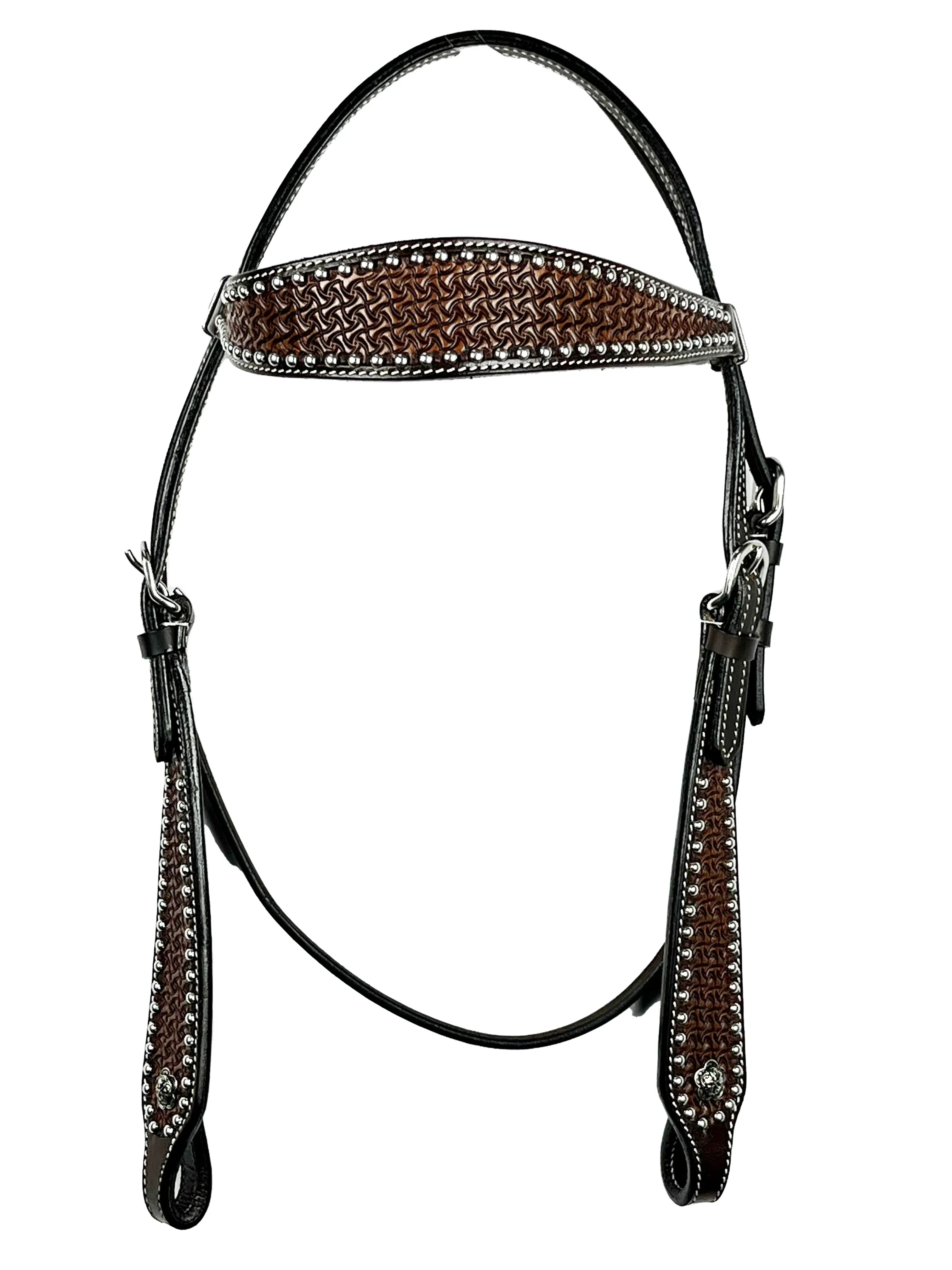 Ezy Ride Bridle Shaped Brow with Dots and Stamping Dark Brown