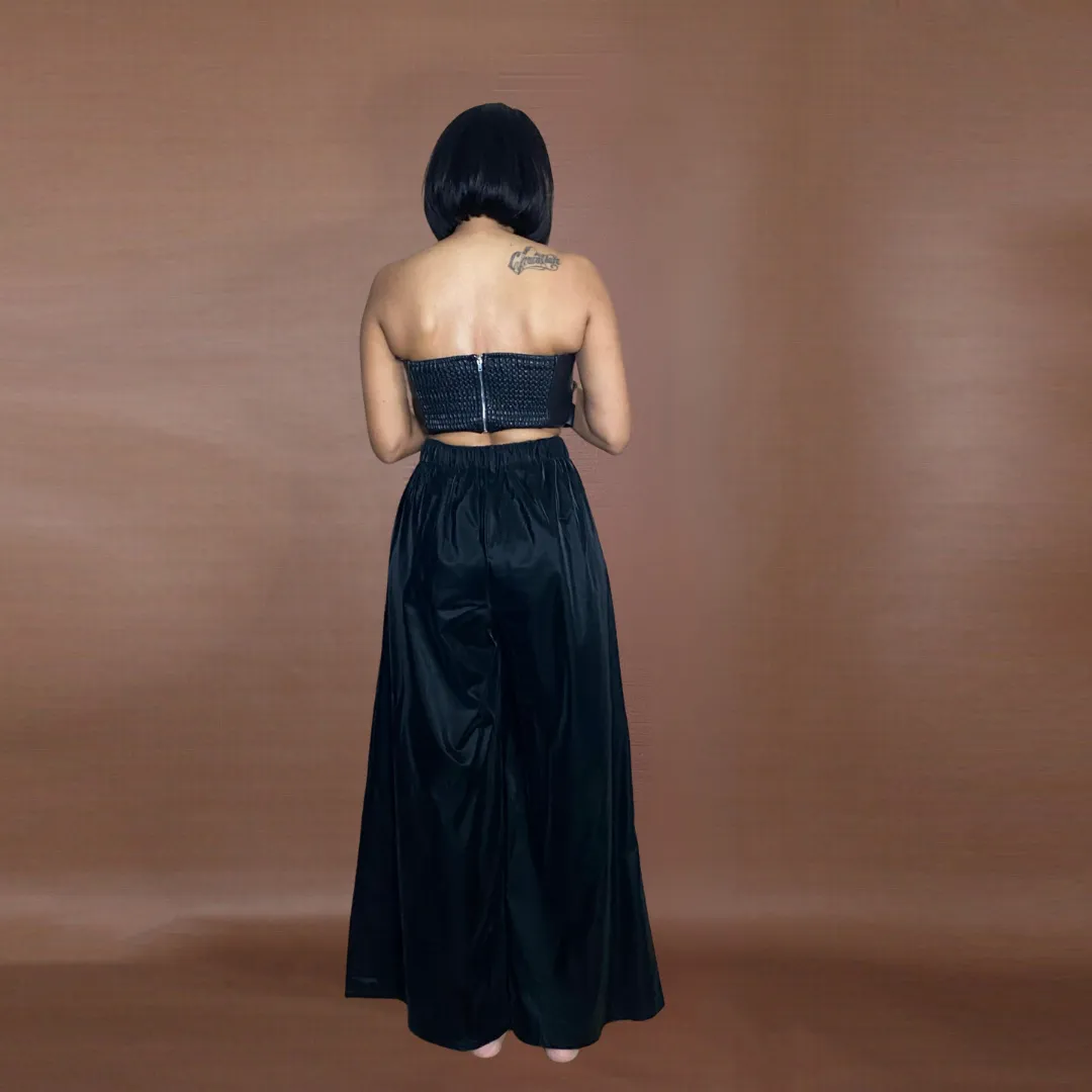 Faux Leather Bow Crop