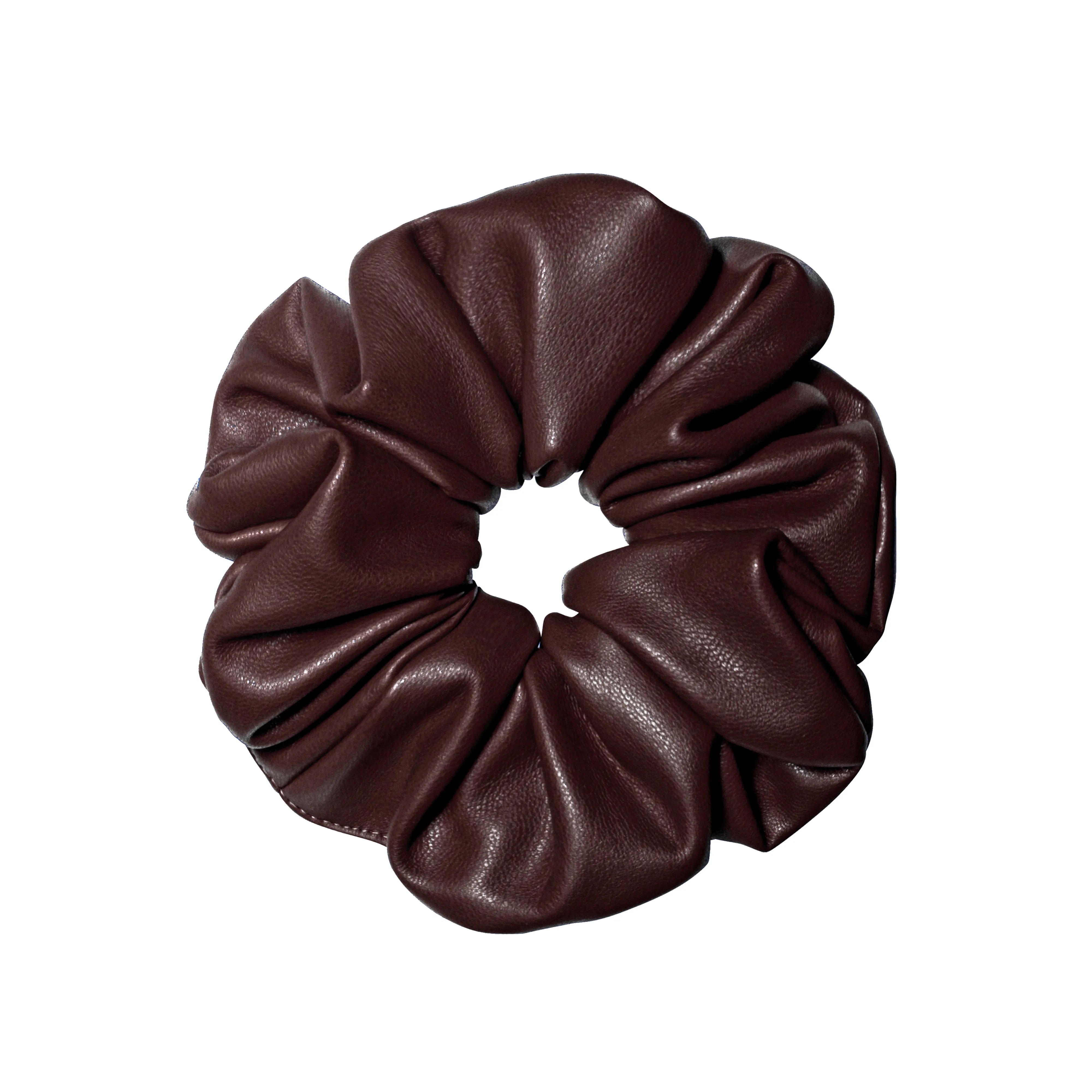 Faux Leather Brown Scrunchie
