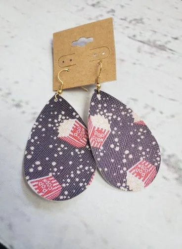 Faux Leather Earrings - Popcorn