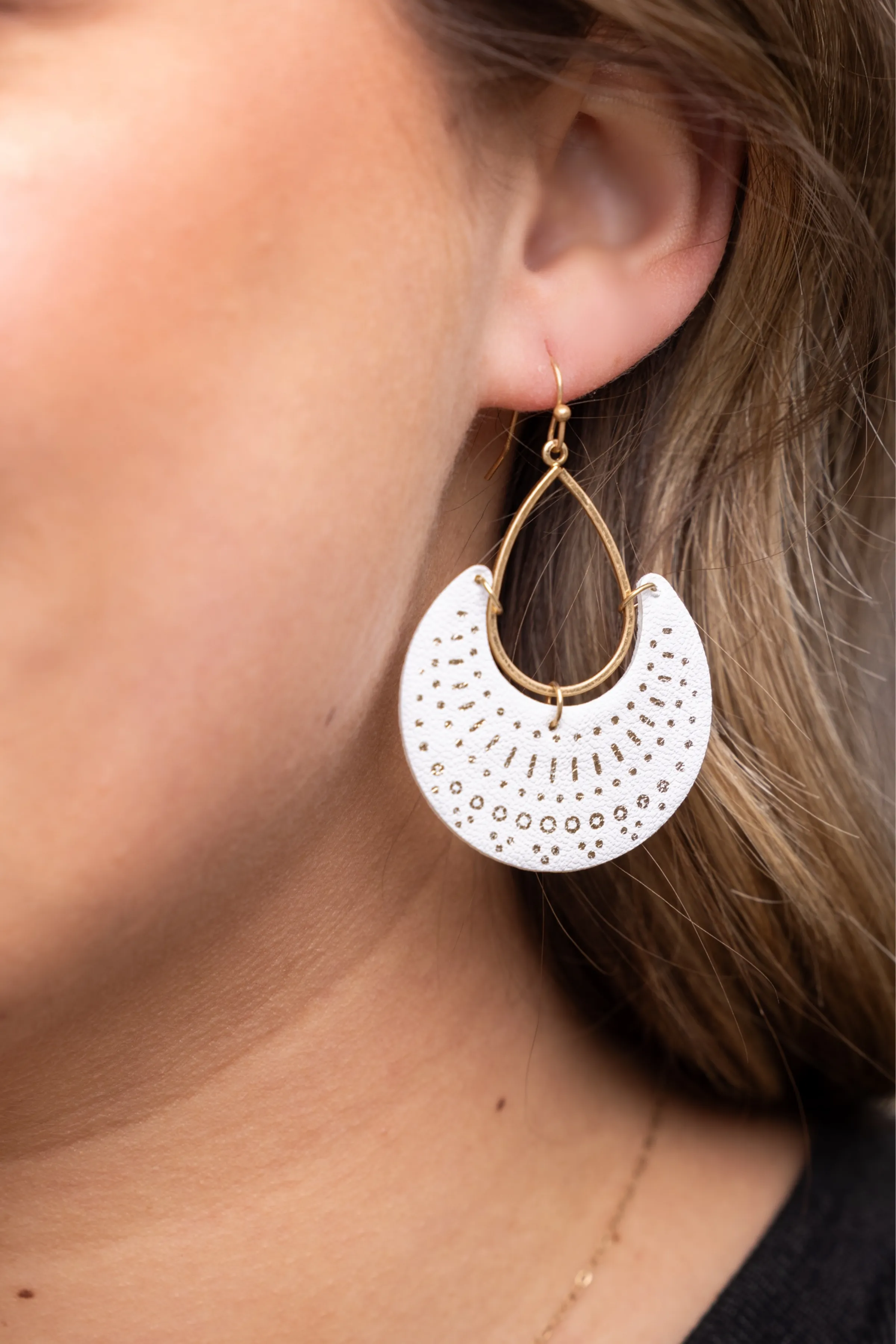 Faux Leather Earrings - White