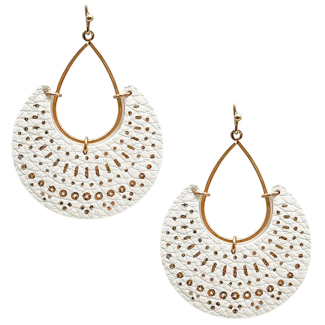 Faux Leather Earrings - White