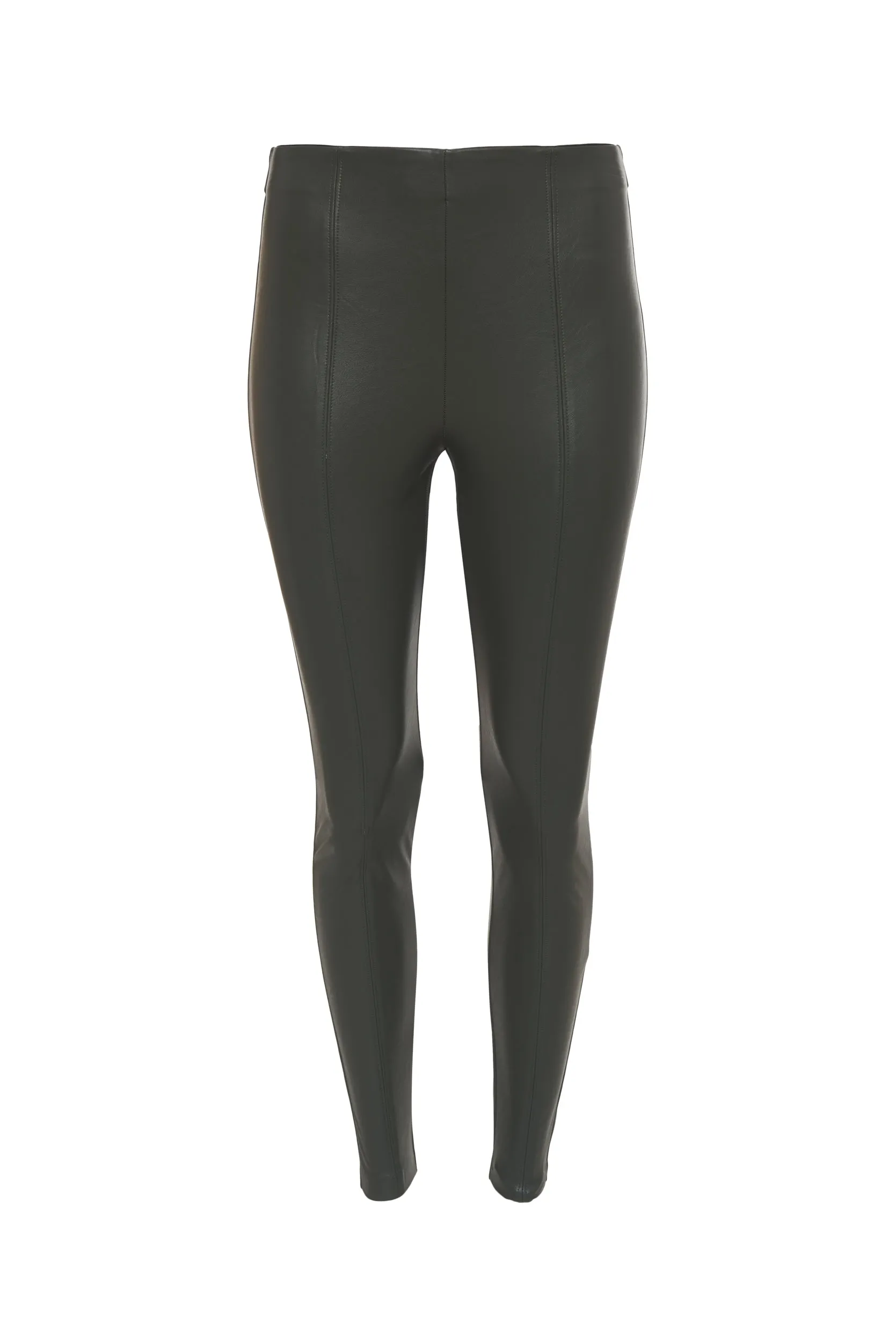 Faux Leather Legging - Moss Green
