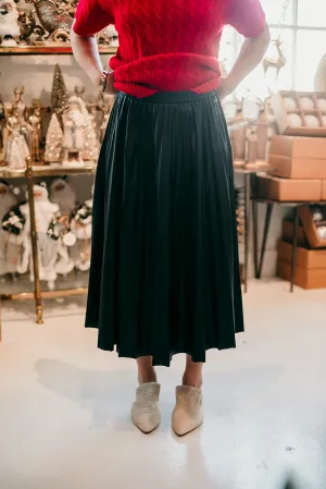Faux Leather Pleated Skirt