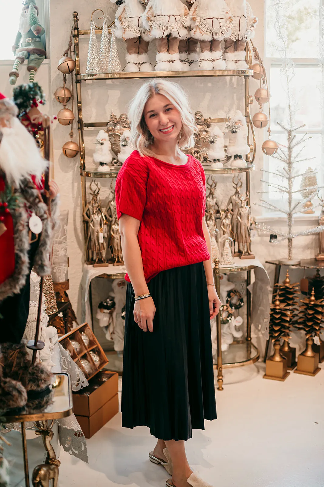 Faux Leather Pleated Skirt