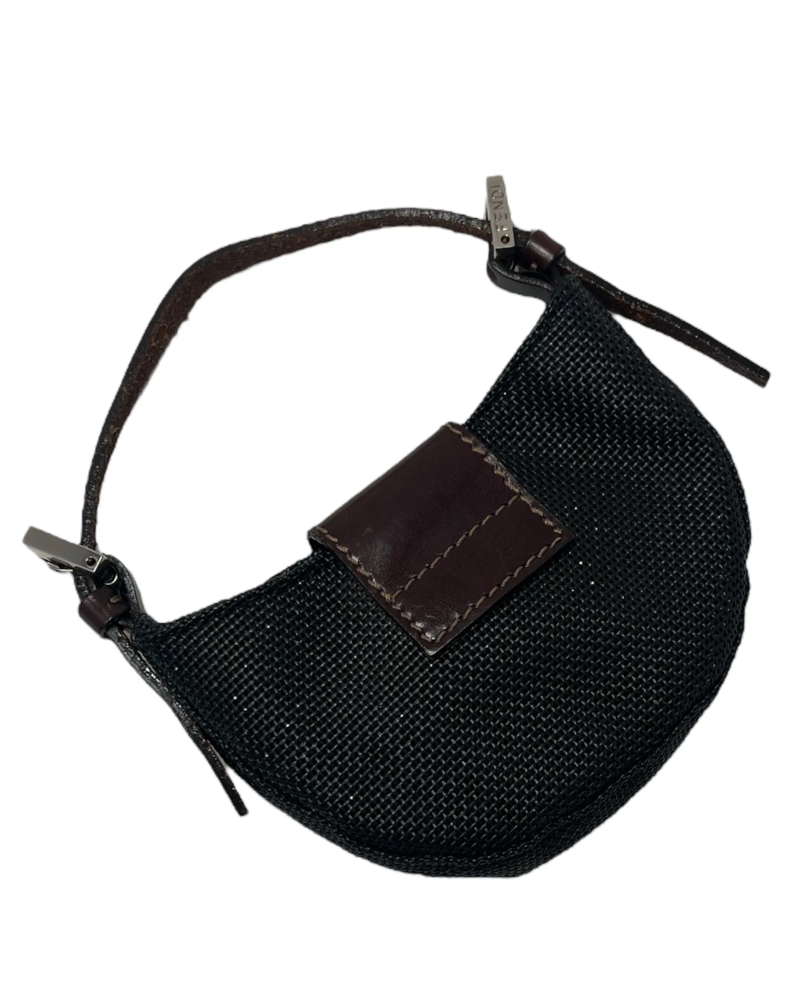Fendi Nylon Mesh Micro Croissant Bag with Mother of Pearl Inlay, c. 00's