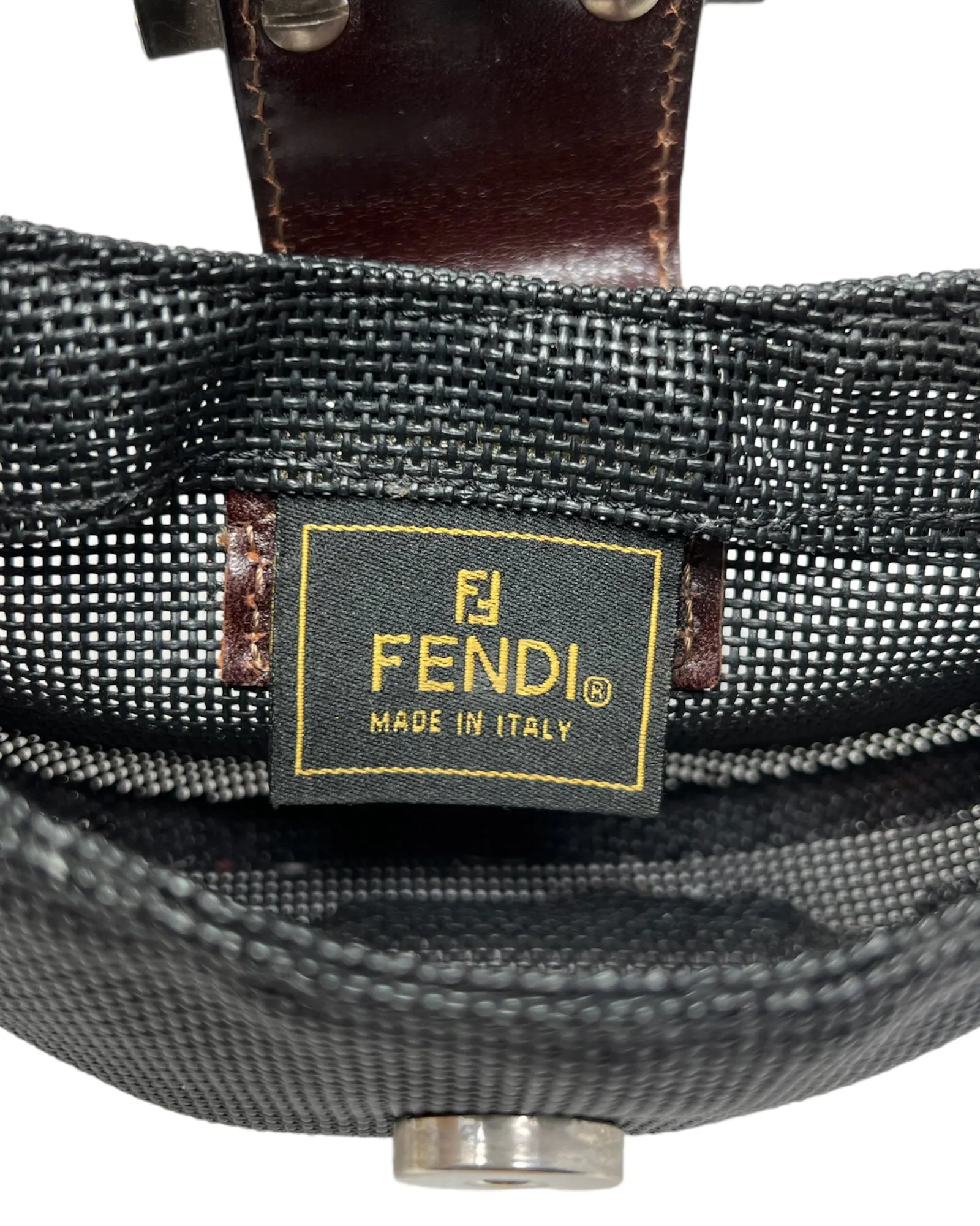 Fendi Nylon Mesh Micro Croissant Bag with Mother of Pearl Inlay, c. 00's