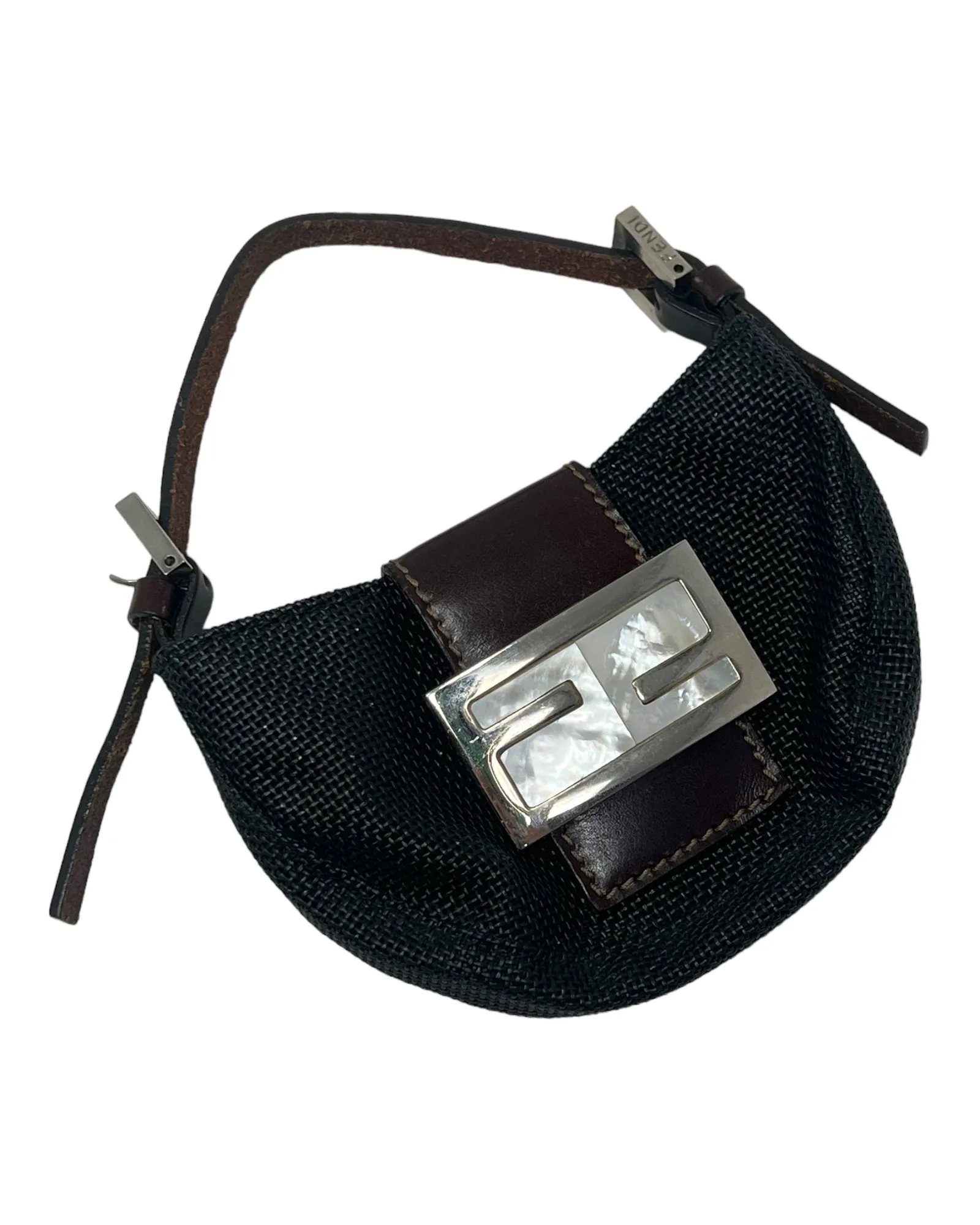 Fendi Nylon Mesh Micro Croissant Bag with Mother of Pearl Inlay, c. 00's