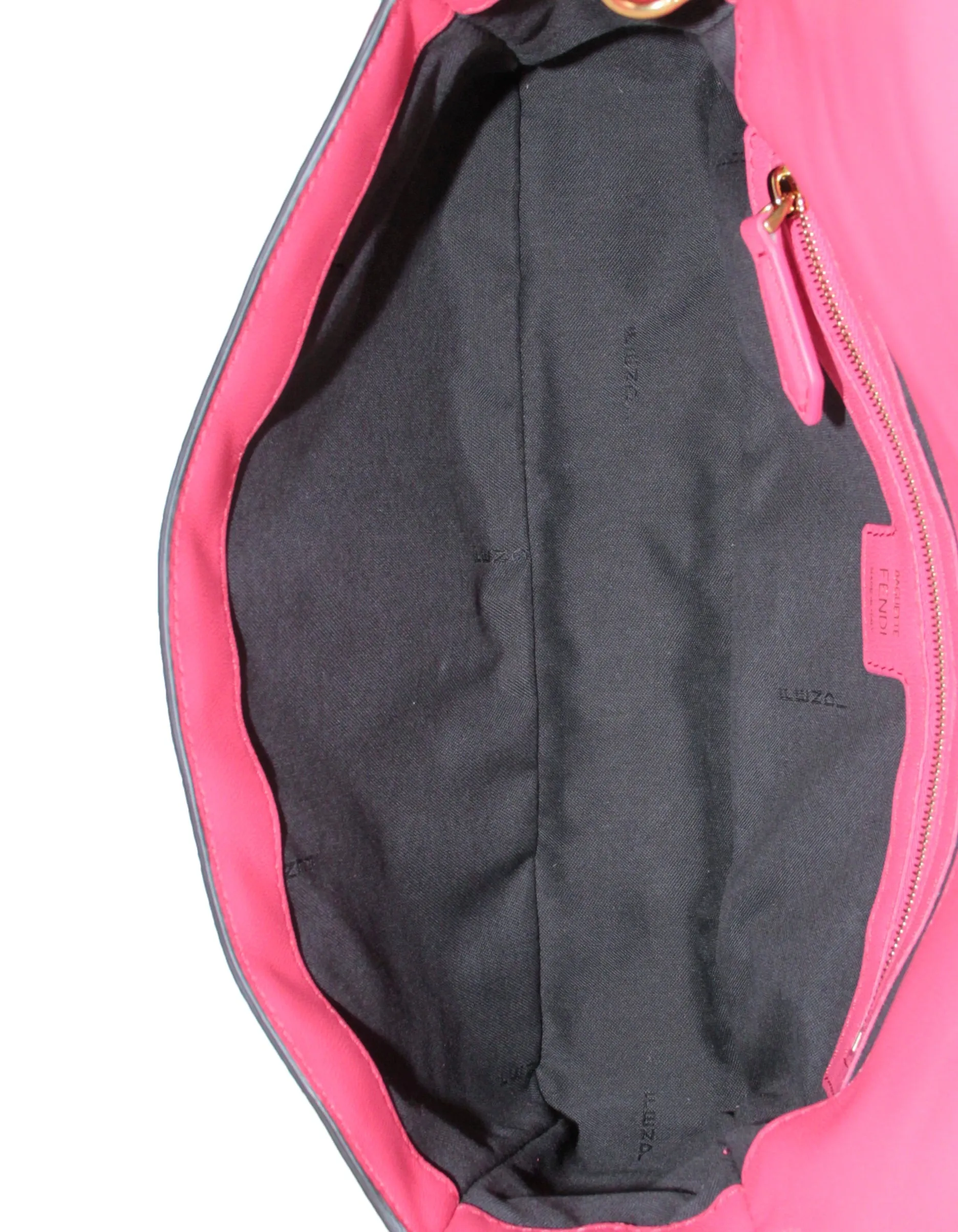 Fendi Pink Nappa Embossed Logo FF 1974 Large Baguette NM Bag w/ Two Straps