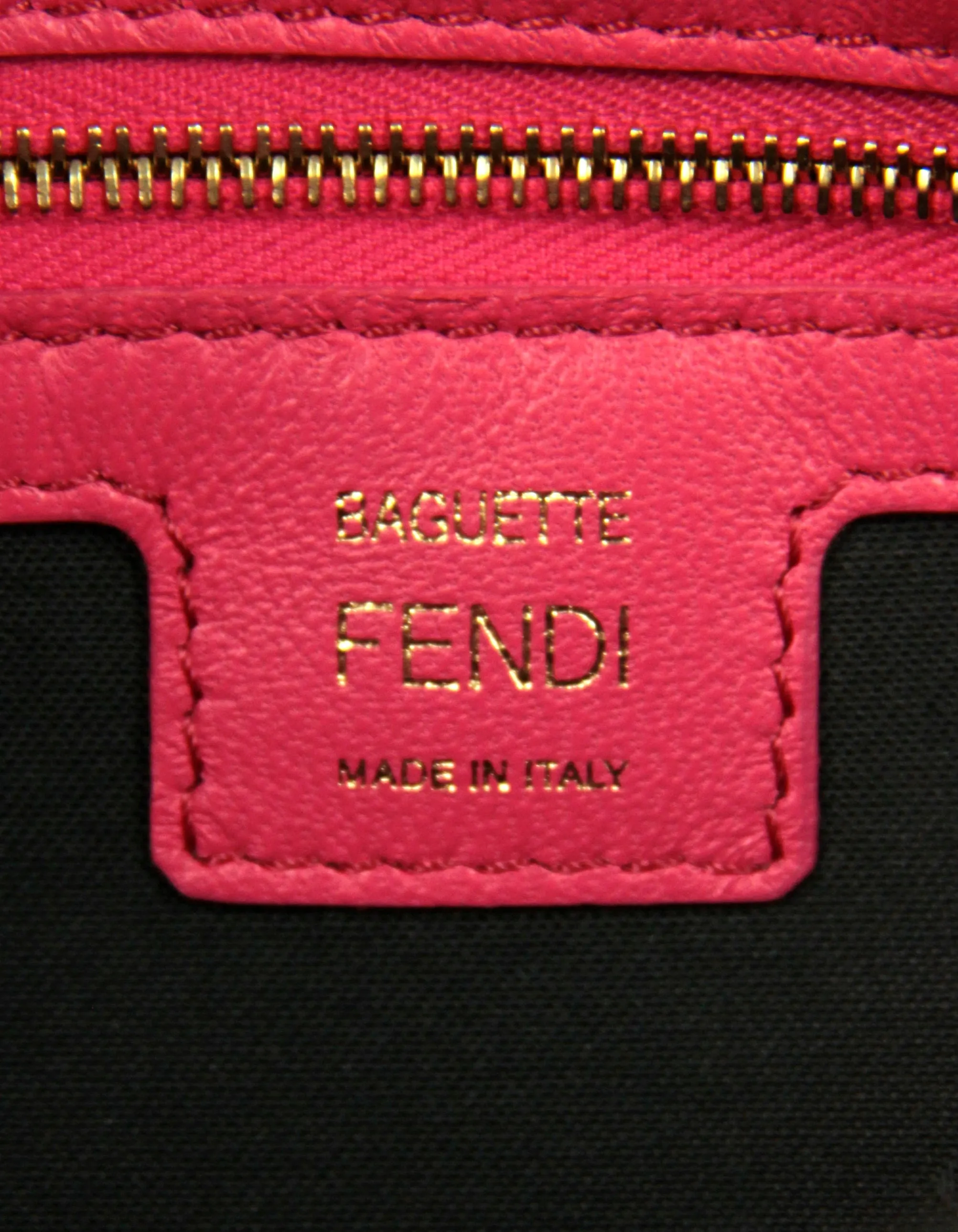 Fendi Pink Nappa Embossed Logo FF 1974 Large Baguette NM Bag w/ Two Straps
