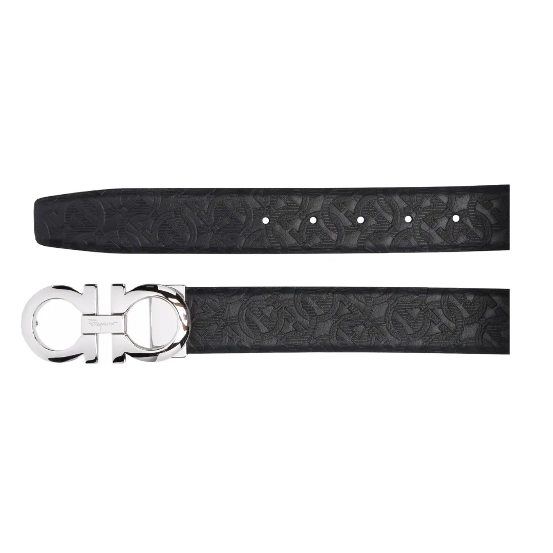 FERRAGAMO REVERSIBLE AND ADJUSTABLE GANCINI BELT NAVY/BLACK