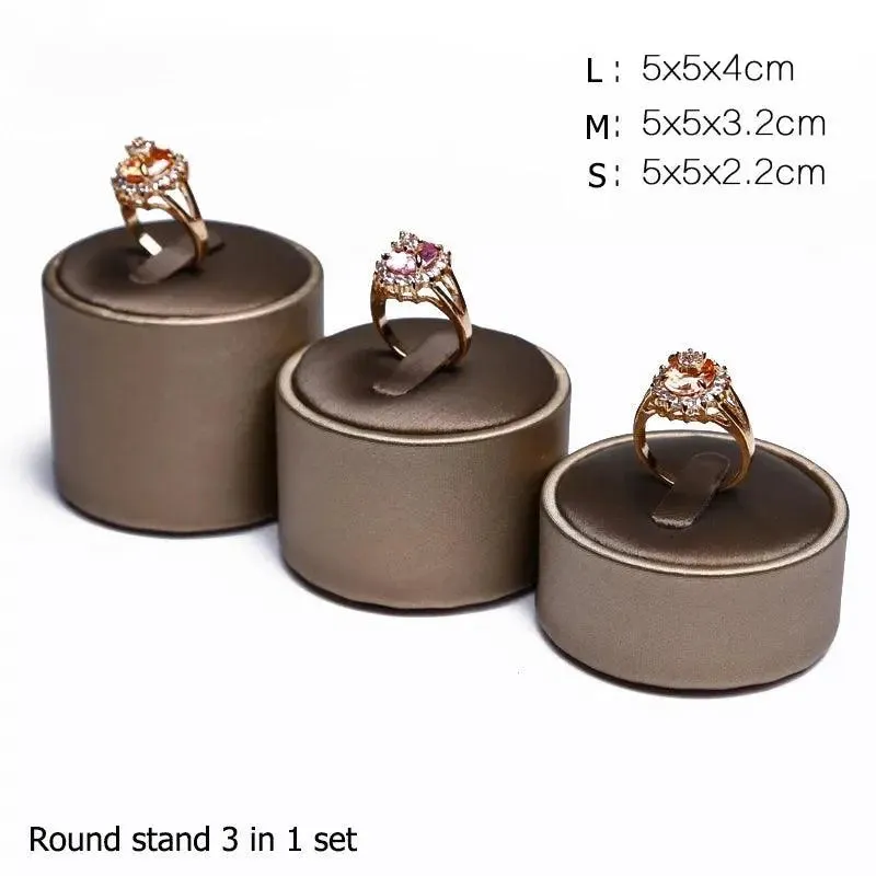 Finest Brown PU Leather Bracelet Pendant Necklace Jewellery Display Counter Stand Holder Bust Ring Earrings Presentation Shelf