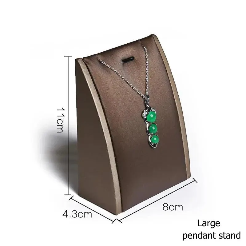 Finest Brown PU Leather Bracelet Pendant Necklace Jewellery Display Counter Stand Holder Bust Ring Earrings Presentation Shelf