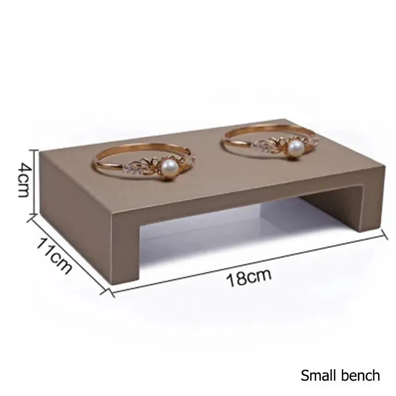 Finest Brown PU Leather Bracelet Pendant Necklace Jewellery Display Counter Stand Holder Bust Ring Earrings Presentation Shelf