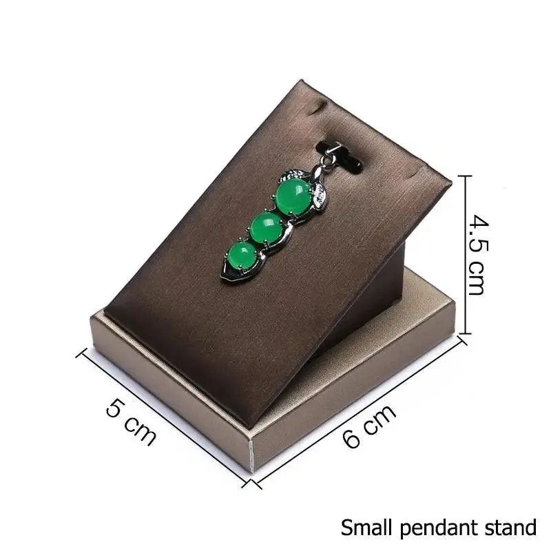 Finest Brown PU Leather Bracelet Pendant Necklace Jewellery Display Counter Stand Holder Bust Ring Earrings Presentation Shelf