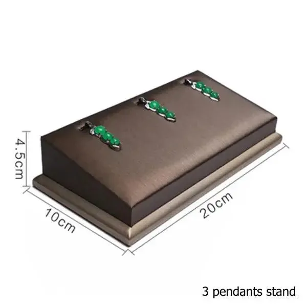 Finest Brown PU Leather Bracelet Pendant Necklace Jewellery Display Counter Stand Holder Bust Ring Earrings Presentation Shelf