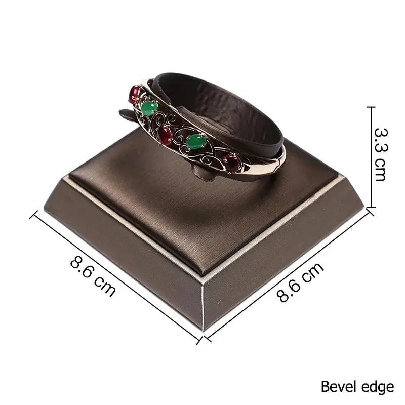 Finest Brown PU Leather Bracelet Pendant Necklace Jewellery Display Counter Stand Holder Bust Ring Earrings Presentation Shelf