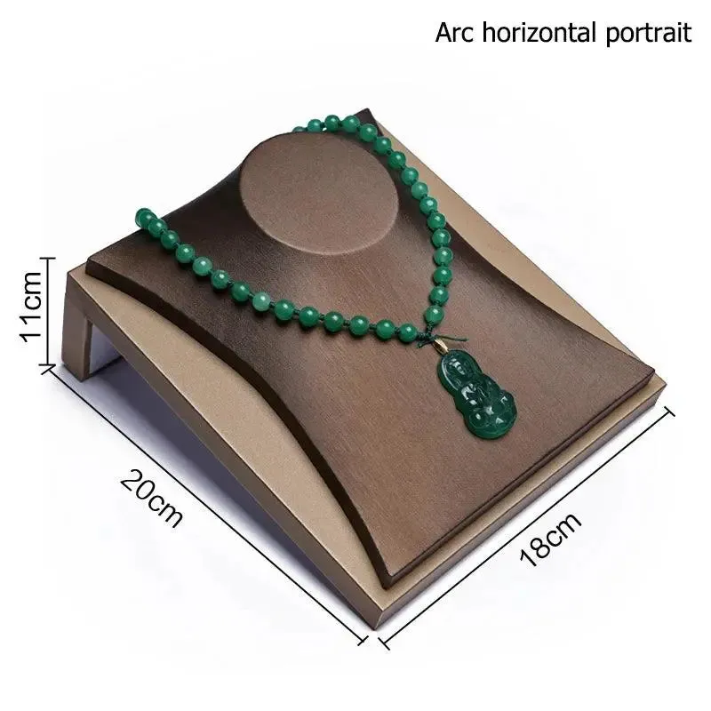 Finest Brown PU Leather Bracelet Pendant Necklace Jewellery Display Counter Stand Holder Bust Ring Earrings Presentation Shelf