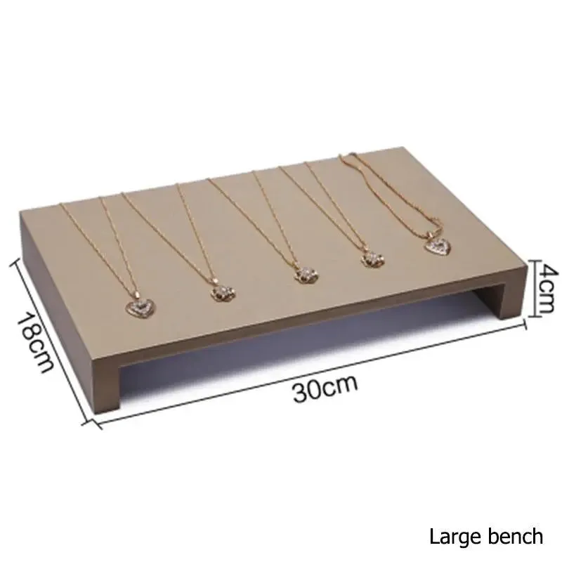 Finest Brown PU Leather Bracelet Pendant Necklace Jewellery Display Counter Stand Holder Bust Ring Earrings Presentation Shelf