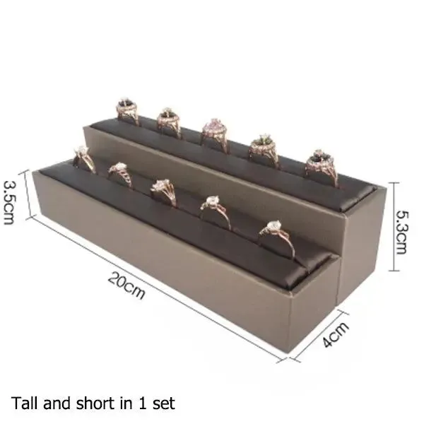Finest Brown PU Leather Bracelet Pendant Necklace Jewellery Display Counter Stand Holder Bust Ring Earrings Presentation Shelf