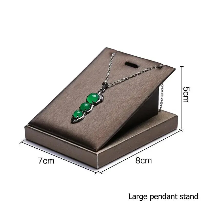 Finest Brown PU Leather Bracelet Pendant Necklace Jewellery Display Counter Stand Holder Bust Ring Earrings Presentation Shelf