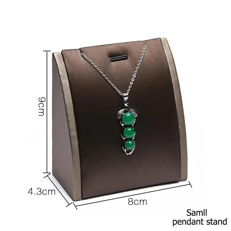 Finest Brown PU Leather Bracelet Pendant Necklace Jewellery Display Counter Stand Holder Bust Ring Earrings Presentation Shelf